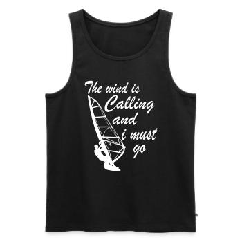 Windsurfer - The wind is calling I must go - Men's Premium Organic Tank Top - black - Front - AI Model Male 178 light (178cm)