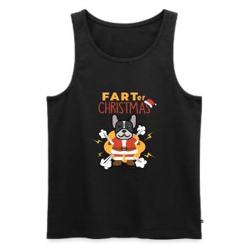 Farter Christmas Drôle de bouledogue français noël - Débardeur bio Premium Homme - noir - Devant - Michal (187cm)