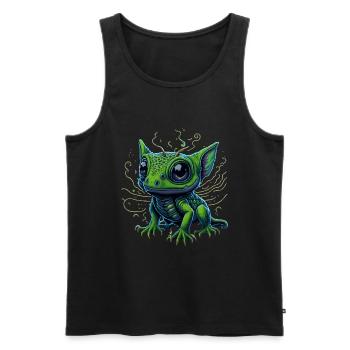 Gamer's Perfect Illustration - Cute Colorful Gekko - Männer Premium Bio Tank Top - Schwarz - Vorne - Michal (187cm)