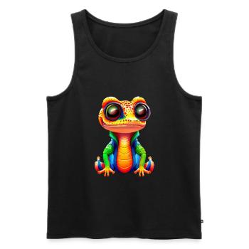 Gamer's Perfect Illustration - Cute Colorful Gekko - Männer Premium Bio Tank Top - Schwarz - Vorne - Michal (187cm)