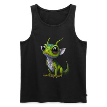 Gamer's Perfect Illustration - Cute Colorful Gekko - Männer Premium Bio Tank Top - Schwarz - Vorne - Michal (187cm)