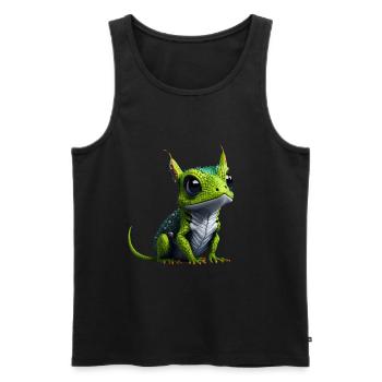 Gamer's Perfect Illustration - Cute Colorful Gekko - Männer Premium Bio Tank Top - Schwarz - Vorne - Michal (187cm)