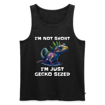 "I'm Not Short, I'm Just Gecko Sized" Cute Gecko - Men's Premium Organic Tank Top - black - Front - Michal (187cm)