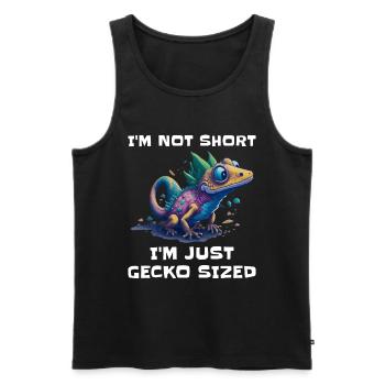 "I'm Not Short, I'm Just Gecko Sized" Cute Gecko - Men's Premium Organic Tank Top - black - Front - Michal (187cm)