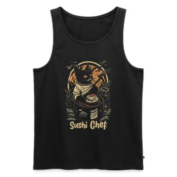 Japanese-Inspired Feline Culinary Cat Sushi Chef - Men's Premium Organic Tank Top - black - Front - Michal (187cm)