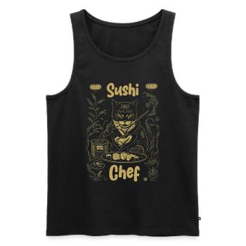 Japanese-Inspired Feline Culinary Cat Sushi Chef - Men's Premium Organic Tank Top - black - Front - Michal (187cm)