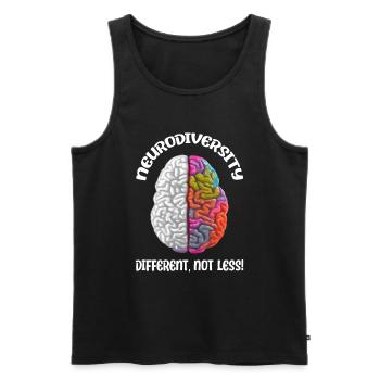 "Different, Not Less" Neurodiversity - Men's Premium Organic Tank Top - black - Front - Michal (187cm)
