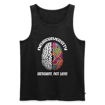 "Different, Not Less" Neurodiversity - Männer Premium Bio Tank Top - Schwarz - Vorne - Michal (187cm)