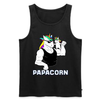 Dad Unicorn Humor Papcorn Gift Father's Day - Men's Premium Organic Tank Top - black - Front - Michal (187cm)