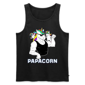 Papa Cadeau Fête des Pères Papacorn - Débardeur bio Premium Homme - noir - Devant - Michal (187cm)