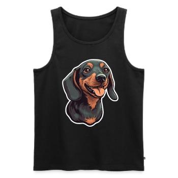 Dackel Teckel Hund Rasse Illustration Welpe Bild - Männer Premium Bio Tank Top - Schwarz - Vorne - AI Model Male 178 light (178cm)