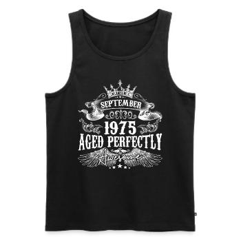 September 1975 anniversary 1975 September - Men's Premium Organic Tank Top - black - Front - Michal (187cm)