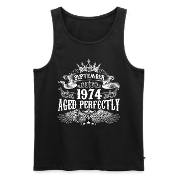 September 1974 anniversary 1974 September - Men's Premium Organic Tank Top - black - Front - Michal (187cm)