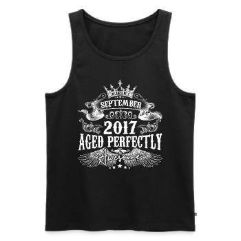 September 2017 birthday 2017 September - Men's Premium Organic Tank Top - black - Front - AI Model Male 178 light (178cm)