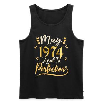 May 1974 May birthday May 1974 - Men's Premium Organic Tank Top - black - Front - AI Model Male 178 light (178cm)