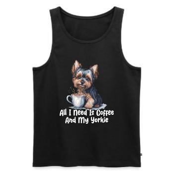 All I Need Is Coffee And My Yorkie - Männer Premium Bio Tank Top - Schwarz - Vorne - Michal (187cm)