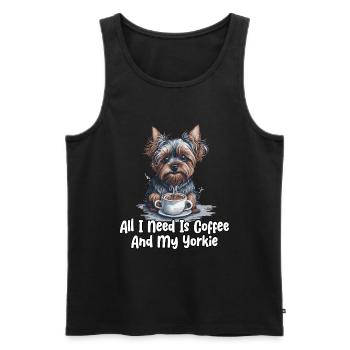 All I Need Is Coffee And My Yorkie - Männer Premium Bio Tank Top - Schwarz - Vorne - Michal (187cm)