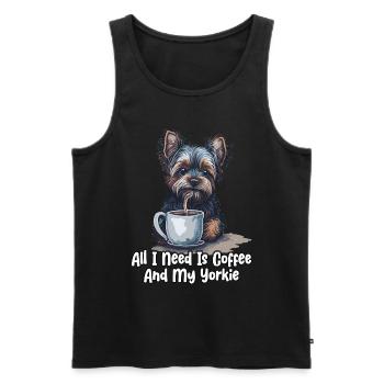 All I Need Is Coffee And My Yorkie - Männer Premium Bio Tank Top - Schwarz - Vorne - Michal (187cm)
