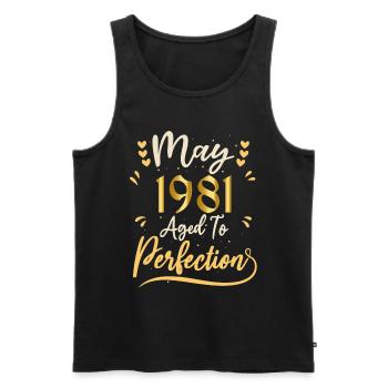 Mai 1981 Mai-Jubiläum Mai 1981 - Männer Premium Bio Tank Top - Schwarz - Vorne - AI Model Male 178 light (178cm)