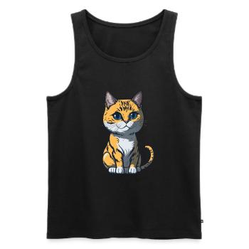 Cool Feline in Shades: Whiskered Purrfection - Männer Premium Bio Tank Top - Schwarz - Vorne - Michal (187cm)