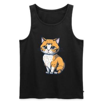 Cool Feline in Shades: Whiskered Purrfection - Männer Premium Bio Tank Top - Schwarz - Vorne - Michal (187cm)