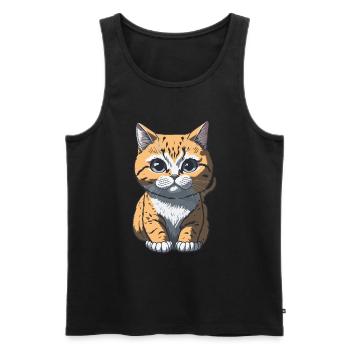 Cool Feline in Shades: Whiskered Purrfection - Männer Premium Bio Tank Top - Schwarz - Vorne - Michal (187cm)