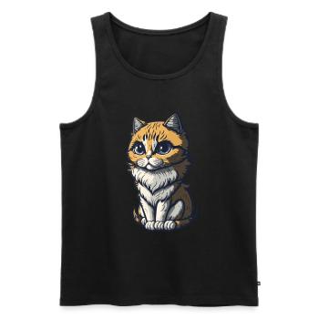 Cool Feline in Shades: Whiskered Purrfection - Männer Premium Bio Tank Top - Schwarz - Vorne - AI Model Male 178 light (178cm)