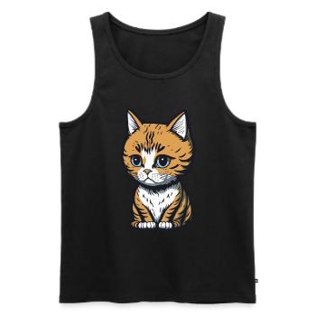Cool Feline in Shades: Whiskered Purrfection - Männer Premium Bio Tank Top - Schwarz - Vorne - Michal (187cm)