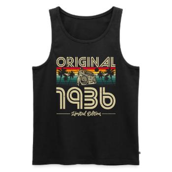 Vintage 1936 Anniversaire Rétro Vintage Cadeau - Débardeur bio Premium Homme - noir - Devant - Michal (187cm)