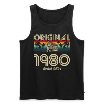 1980 Anniversaire né en 1980 Retro Vintage - Débardeur bio Premium Homme - noir - Devant - Michal (187cm)