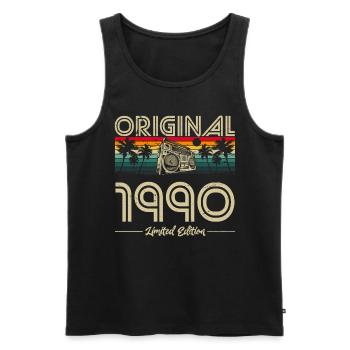 1990 Vintage Anniversaire Rétro Vintage Cadeau - Débardeur bio Premium Homme - noir - Devant - Michal (187cm)