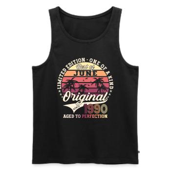 33rd Birthday Man Original June Vintage 1990 - Men's Premium Organic Tank Top - black - Front - Michal (187cm)