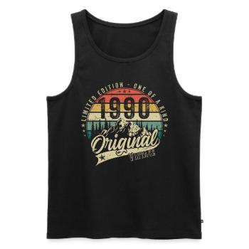 1990 Vintage Anniversaire Rétro Vintage Cadeau - Débardeur bio Premium Homme - noir - Devant - Michal (187cm)