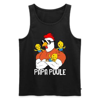 Papa Poule Et Poussins Homme Fête des Pères - Débardeur bio Premium Homme - noir - Devant - Michal (187cm)