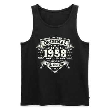 65e anniversaire Homme Juin Année 1958 Original - Débardeur bio Premium Homme - noir - Devant - Michal (187cm)