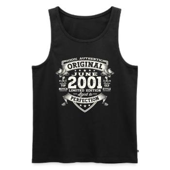 22nd Birthday Man June Vintage 2001 Original - Men's Premium Organic Tank Top - black - Front - Michal (187cm)