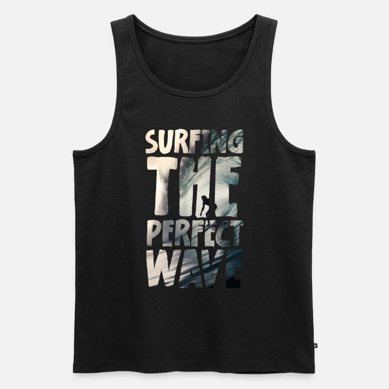 Surfing The Perfect Wave - Männer Premium Bio Tank Top - Schwarz