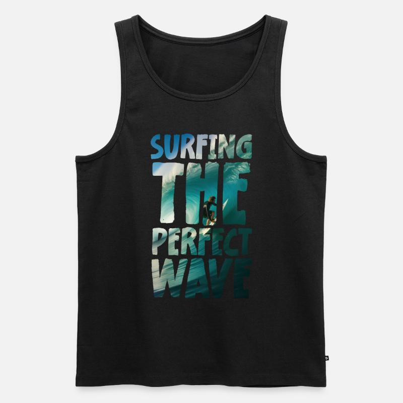 Surfing The Perfect Wave - Männer Premium Bio Tank Top - Schwarz