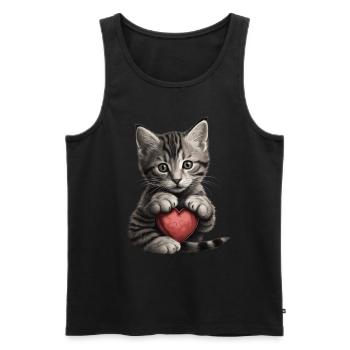 Süße Katze mit Herz für Katzenliebhaber Liebe Baby - Männer Premium Bio Tank Top - Schwarz - Vorne - Michal (187cm)
