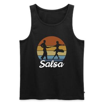 Musique de danse salsa pratiquant le latin - Débardeur bio Premium Homme - noir - Devant - Michal (187cm)