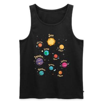 Connaissances spatiales sur les planètes du système solaire pour les enfants - Débardeur bio Premium Homme - noir - Devant - AI Model Male 178 light (178cm)