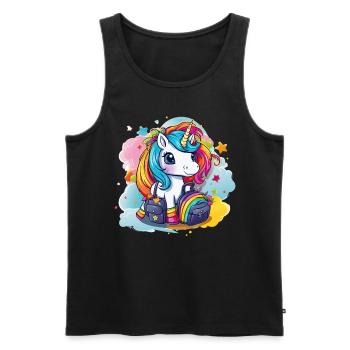 Licorne Schoolchild School Enrollment Girl Gift - Débardeur bio Premium Homme - noir - Devant - AI Model Male 178 light (178cm)