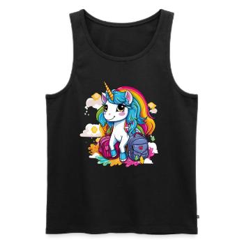 Licorne Schoolchild School Enrollment Girl Gift - Débardeur bio Premium Homme - noir - Devant - AI Model Male 178 light (178cm)
