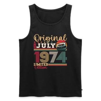 49th Birthday Man July Vintage 1974 Cassette - Men's Premium Organic Tank Top - black - Front - Michal (187cm)