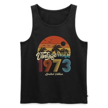 1973 Birthday born in 1973 Retro Vintage - Men's Premium Organic Tank Top - black - Front - Michal (187cm)