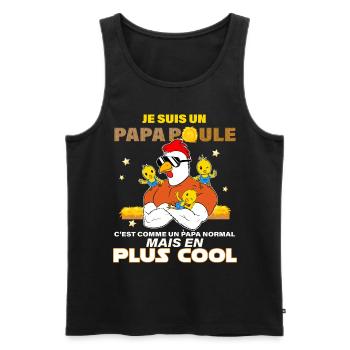 Papa Poule De 3 Poussins Enfants Cadeau Père - Débardeur bio Premium Homme - noir - Devant - Michal (187cm)