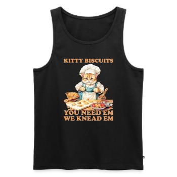 Kitty Biscuits Cat Cat Biscuits Baker Baker - Débardeur bio Premium Homme - noir - Devant - AI Model Male 178 light (178cm)
