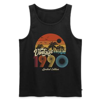 1990 Vintage Anniversaire Rétro Vintage Cadeau - Débardeur bio Premium Homme - noir - Devant - Michal (187cm)