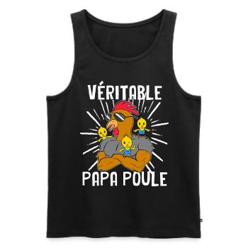 Véritable Papa Poule Avec 3 Poussin Cadeau - Débardeur bio Premium Homme - noir - Devant - Michal (187cm)