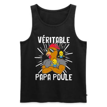 Véritable Papa Poule et deux Poussins - Débardeur bio Premium Homme - noir - Devant - Michal (187cm)
